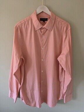 NWOT Banana Republic Factory L Slim Modern Preppy Retro Geometric Dress Shirt